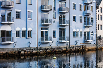 Fototapeta na wymiar Houses in center of Alesund city. Norway