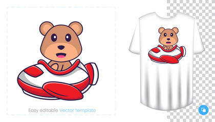 Cute bear mascot character. Can be used for stickers, pattern, patches, textiles, paper. Vector illustration