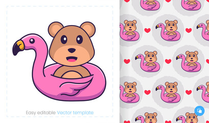 Cute bear mascot character. Can be used for stickers, pattern, patches, textiles, paper. Vector illustration