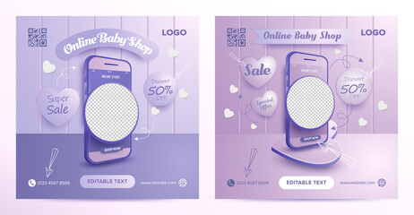 Online baby store promotion with mobile for social media post