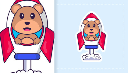 Cute bear mascot character. Can be used for stickers, pattern, patches, textiles, paper. Vector illustration