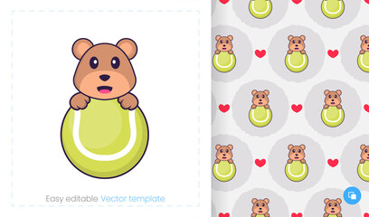 Cute bear mascot character. Can be used for stickers, pattern, patches, textiles, paper. Vector illustration