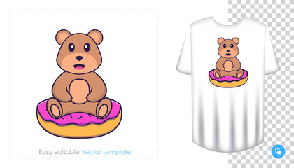 Cute bear mascot character. Can be used for stickers, pattern, patches, textiles, paper. Vector illustration