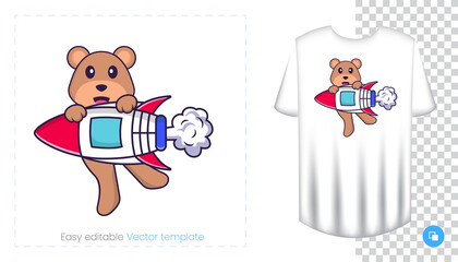 Cute bear mascot character. Can be used for stickers, pattern, patches, textiles, paper. Vector illustration