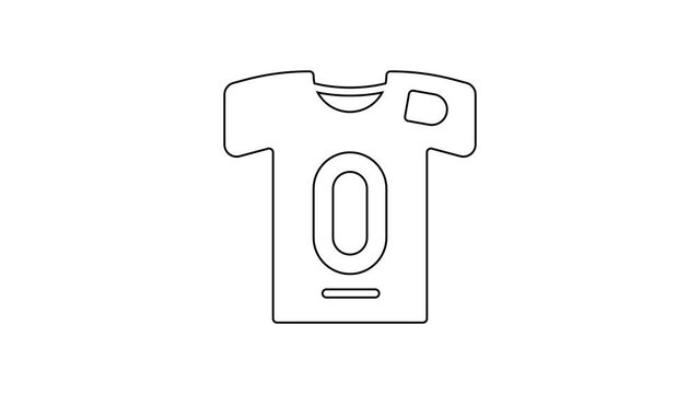 Black line Football jersey and t-shirt icon isolated on white background. 4K Video motion graphic animation