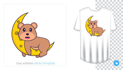 Cute bear mascot character. Can be used for stickers, pattern, patches, textiles, paper. Vector illustration