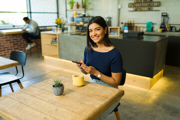 Portrait of a female customer at the coffee shop