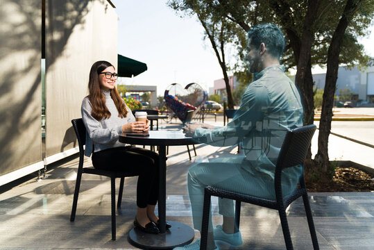 Happy woman in an immersive simulation