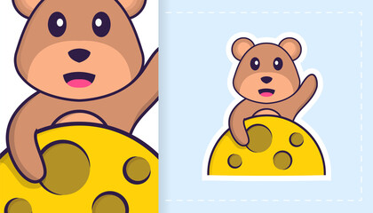 Cute bear mascot character. Can be used for stickers, pattern, patches, textiles, paper. Vector illustration