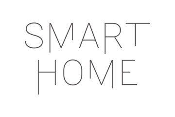 Modern, simple, minimal typographic design of a saying "Smart Home" in grey color. Cool, urban, trendy and playful graphic vector art 