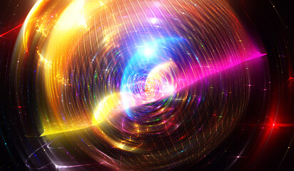 Fototapeta premium Abstract multicolored geometric illustration with circles. Blurred background of the movement of lines.
