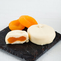 dried apricots in white chocolate