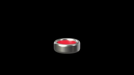 Arm push the red button with finger - 3d render with alpha channel.