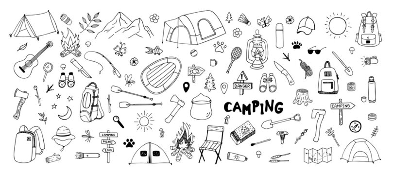 Camping equipment Vectors & Illustrations for Free Download