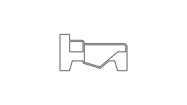 Black line Bed icon isolated on white background. 4K Video motion graphic animation