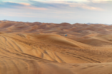Fototapeta na wymiar Shot of a dramatic sunset in the desert. Nature