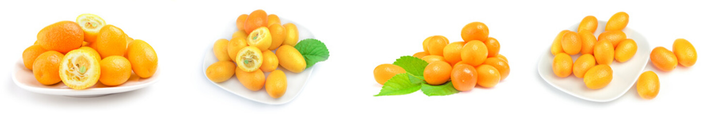 Set of cumquats isolated on white