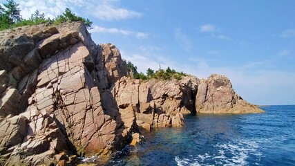 Fototapeta na wymiar 鳥取県の山陰海岸。リアス式海岸。