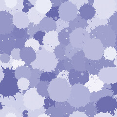 Seamless pattern of randomly splattered watercolor stains in very peri shade