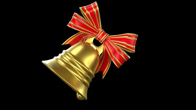 Ringing Jingle Bell - 3d render looped with alpha channel. 