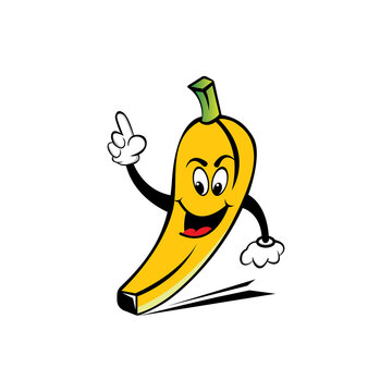 banana logo icon cartoon character design vector