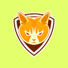 Fototapeta na wymiar E-Sport and Mascot Logo Design with Cat and Shield Behind it. 