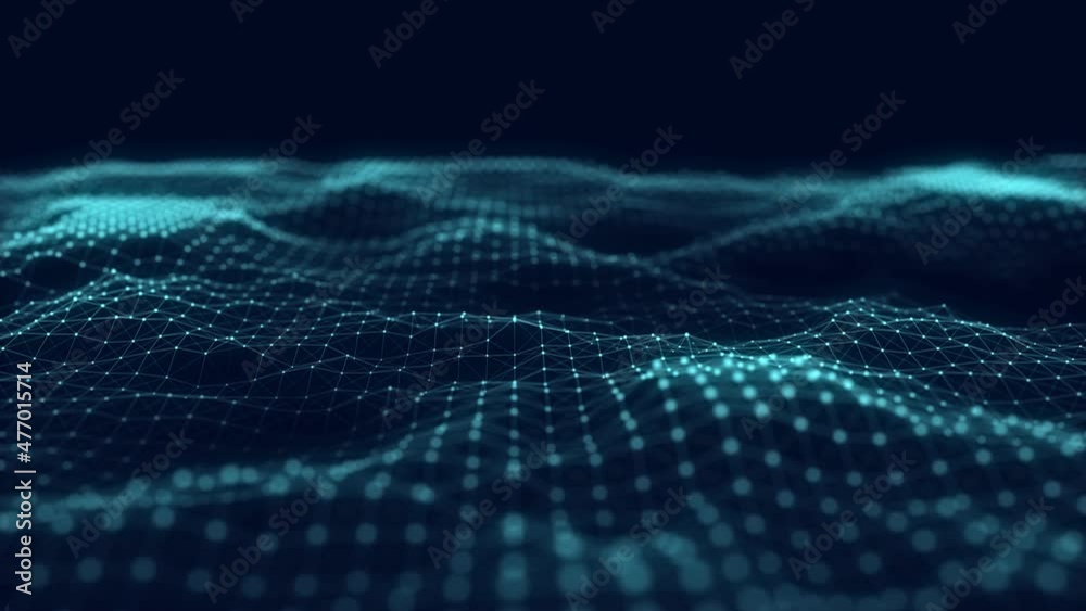 Aufkleber Technology blue wave. Big data visualization. Analytics representation. Digital background. 3d rendering.