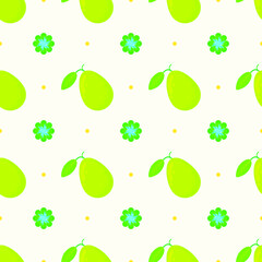 Seamless Pattern Abstract Elements Fruits Food Pear With Flower Vector Design Style Background Illustration Texture For Prints Textiles, Clothing, Gift Wrap, Wallpaper, Pastel