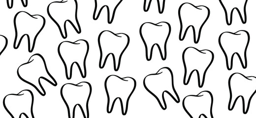 Dentistry, tooth pattern banner. Teeth icon or pictogram. Vector dentist symbol. Cartoon dent logo. healthy or human quote. teeth dental care