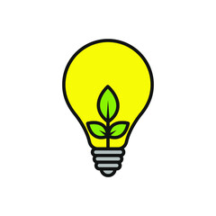 light bulb with green leaf icon vector