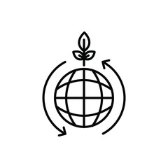 green energy, save earth, globe with plant icon vector