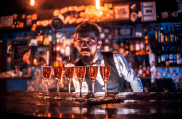 Barman makes a cocktail in the brasserie