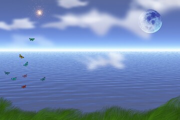 Butterflies in warer landscape