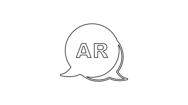Black line Augmented reality AR icon isolated on white background. Virtual futuristic wearable devices. 4K Video motion graphic animation
