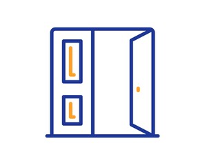 Open door line icon. Entrance doorway sign. Building exit symbol. Colorful thin line outline concept. Linear style open door icon. Editable stroke. Vector