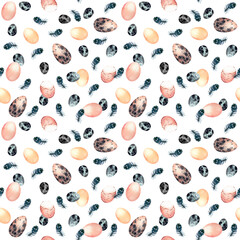 Seamless pattern on a white background on an Easter theme. Suitable for paper design, postcards, fabric, scrapbooking.