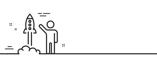 Launch project line icon. Startup rocket sign. Innovation symbol. Minimal line illustration background. Launch project line icon pattern banner. White web template concept. Vector