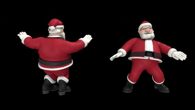 Santa Claus dances - 3d render looped with alpha channel.