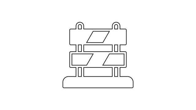 Black line End of railway tracks icon isolated on white background. Stop sign. Railroad buffer end to destination. 4K Video motion graphic animation