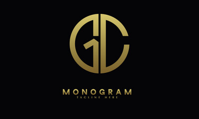 Alphabet GC or CG illustration monogram vector logo template in round shape - obrazy, fototapety, plakaty