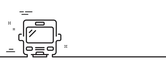 Bus transport line icon. Transportation sign. Tourism or public vehicle symbol. Minimal line illustration background. Bus line icon pattern banner. White web template concept. Vector