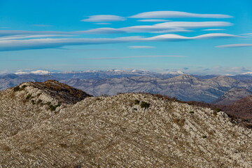 Sunny winter day in Balkanian mountains. Croatia.