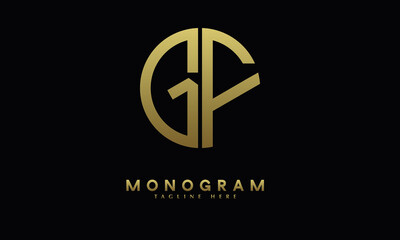Alphabet GF or FG illustration monogram vector logo template in round shape
