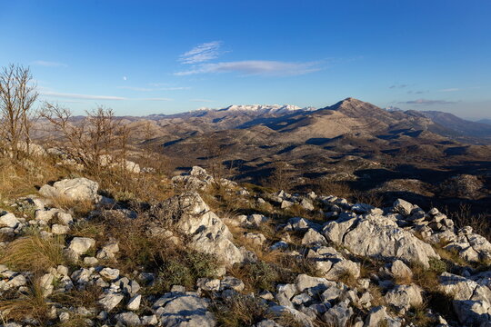 Sunny winter day in Balkanian mountains. Croatia.