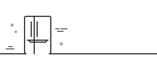 Two-chamber refrigerator line icon. Fridge sign. Freezer storage symbol. Minimal line illustration background. Refrigerator line icon pattern banner. White web template concept. Vector