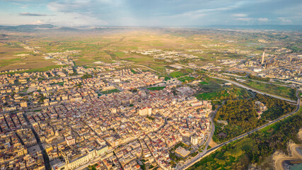 Fototapeta na wymiar Aerial View of Gela City, Caltanissetta, Sicily, Italy, Europe