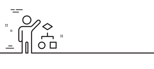 Algorithm line icon. Business management sign. Development symbol. Minimal line illustration background. Algorithm line icon pattern banner. White web template concept. Vector