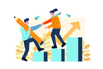 Helping Each Other Illustration concept. Flat illustration isolated on white background