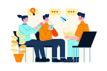 Group Discussion Illustration concept. Flat illustration isolated on white background