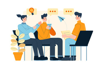 Group Discussion Illustration concept. Flat illustration isolated on white background